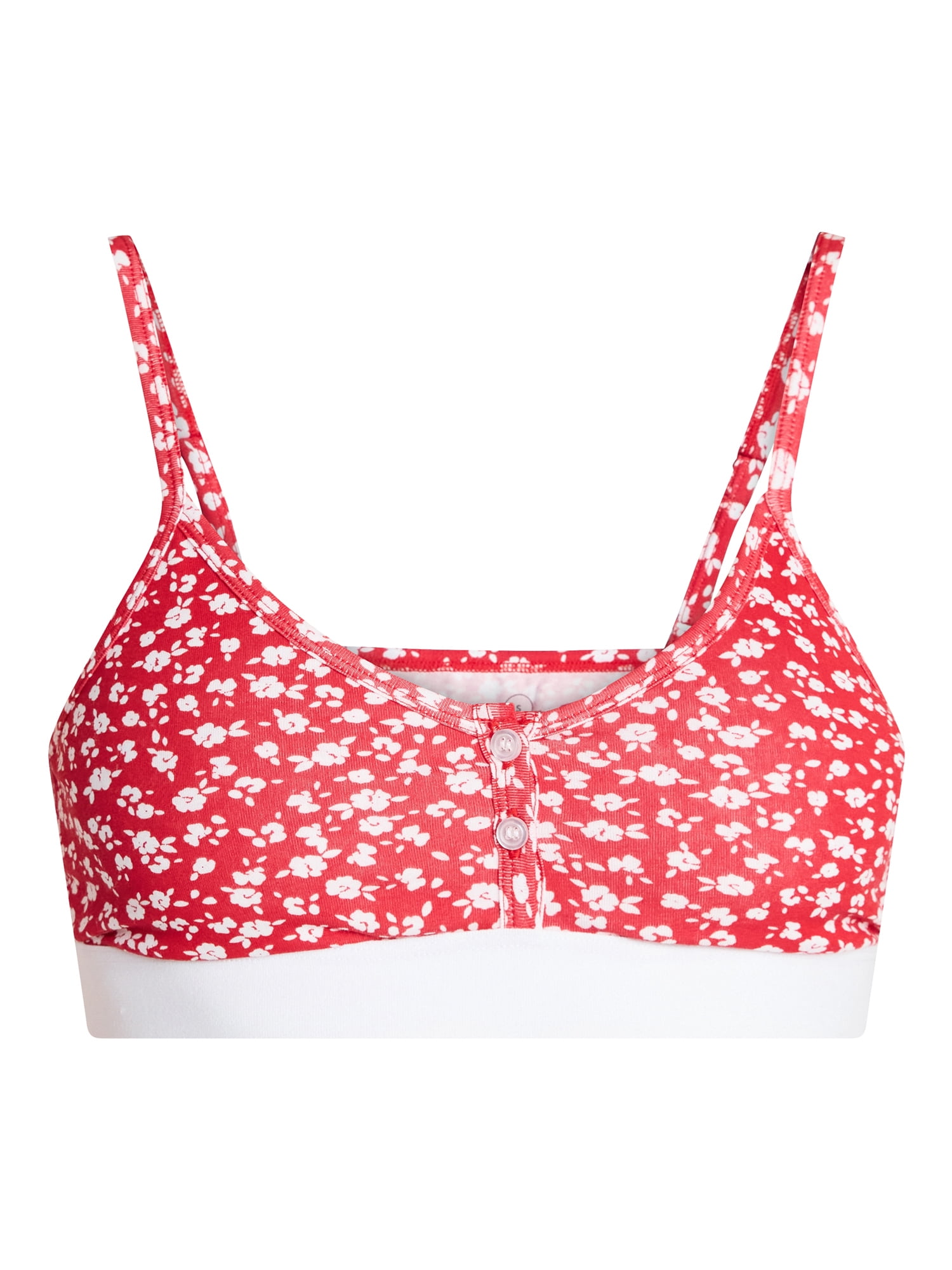 No Boundaries Women's Cotton Jersey Triangle Bralette w/Buttons Sizes XS-XXXL