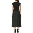thumbnail image 3 of INSPIRE CHIC Work Office Dress for Women's Midi Round Neck Cap Sleeve Dress Black XS, 3 of 5