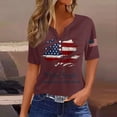 thumbnail image 2 of 250th Anniversary Shirts for Women 2026 - Patriotic "We the People" V-Neck Button Short Sleeve Tee - Vintage Distressed USA Flag Graphic Top Wine XL, 2 of 5