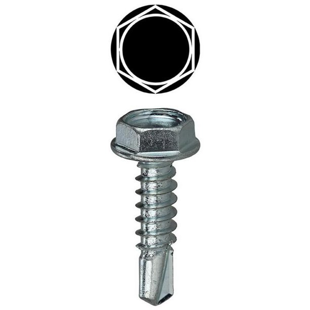 Dottie TEKHW812 Zinc Plated Steel Hex Washer Head Self Drilling Screw