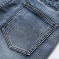 thumbnail image 4 of cllios Mens Denim Shorts Plus Size High-end Ripped Personality Big and Tall Stitching Trend Denim Shorts Jeans, 4 of 8