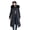Black, variant on Winter Women Cotton Jacket with Hood Neck Protection Long Sleeves Pockets Mid-calf Length Zipper Closure Padded Coat Solid Color Windproof Outwear Parka