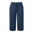 thumbnail image 4 of XAOFW Girl's Knee Length Pants Lightweight Girls Casual Wide Leg Trousers With Pockets And Ties For Everyday Wear Comfortable Slacks 8-9 Years, 4 of 5