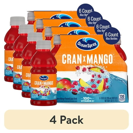 (4 pack) Ocean Spray® Cran-Mango™ Cranberry Mango Juice Drinks, 10 fl oz Bottles, 6 Count