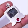 thumbnail image 2 of Eudialyte & Tourmaline Gemstone 925 Sterling Silver Two Tone Pendant 1.72" A342, Beautiful Jewelry For Woman, New Year Sale, Valentin's Day Gift, 2 of 2