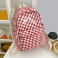 thumbnail image 4 of Grid Backpack Heavy Duty, Bowknot Embroidery School Backpack, Durable Student Bookbag for Elementary Primary Middle School, Red, 4 of 8