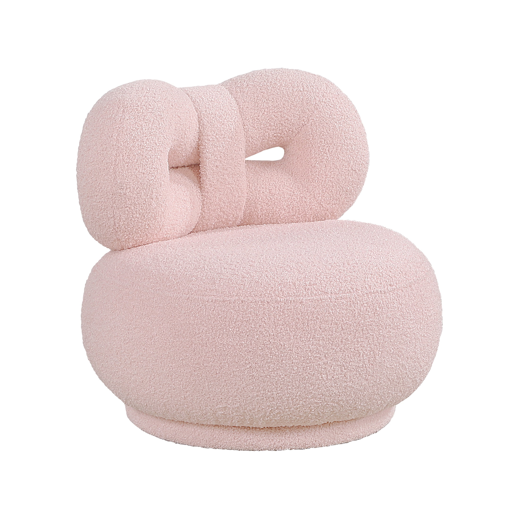 OakvillePark Wooda Modern Bow Shaped Boucle Mini Kid's Swivel Chair, Pink