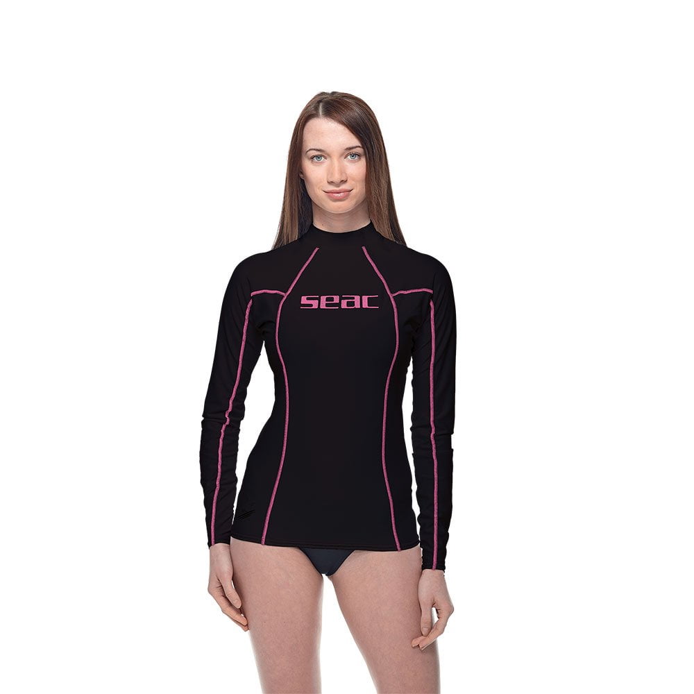 Seac Women's TSun Rash Guard (Black/Pink, XSmall, Lady)