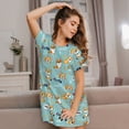thumbnail image 3 of Fotbe Cute Dogs Corgi Bata de Dormir para Mujer con Estampado, Camisón de Algodón de Manga Corta, Ropa de Dormir Casual, 3 of 6