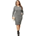 thumbnail image 3 of DARING DIVA Plus Size Women Fall Sweater V Neck Knit Pullover Dress 1X Grey, 3 of 6