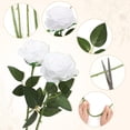 thumbnail image 3 of 10pcs Artificial Roses with Stems White Roses Fake Flowers Decorations for Valentine's Day Bridal Bouquet Wedding Party Home Decor (White), 3 of 4