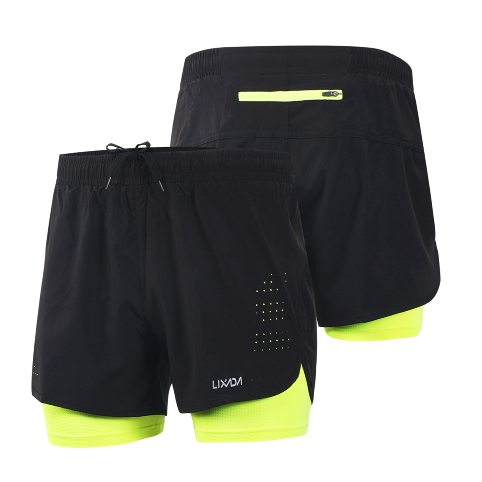 Mens Running Shorts Training Exercise Jogging Sport Shorts With Liner Reflective 