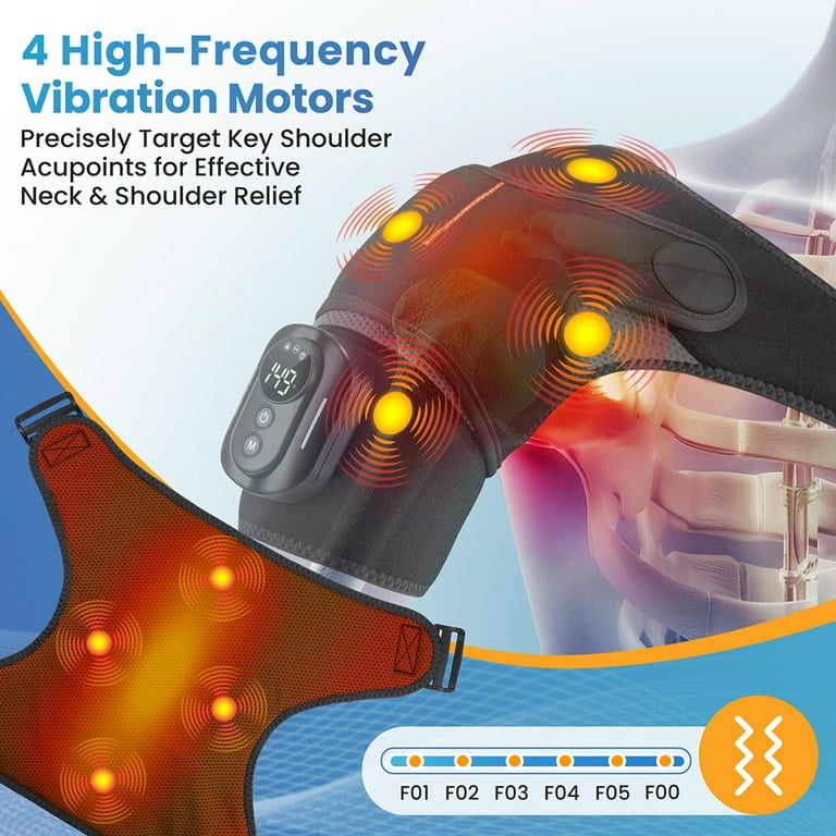 Cordless Heated Shoulder Massager, Shoulder Heating Pad, Shouder Heated  Massage Brace with 5 Heating & Vibration, 3 Timing, 2 Extend Straps,  Detachable Remote Control, 5000mAh Battery, Gray - Walmart.com