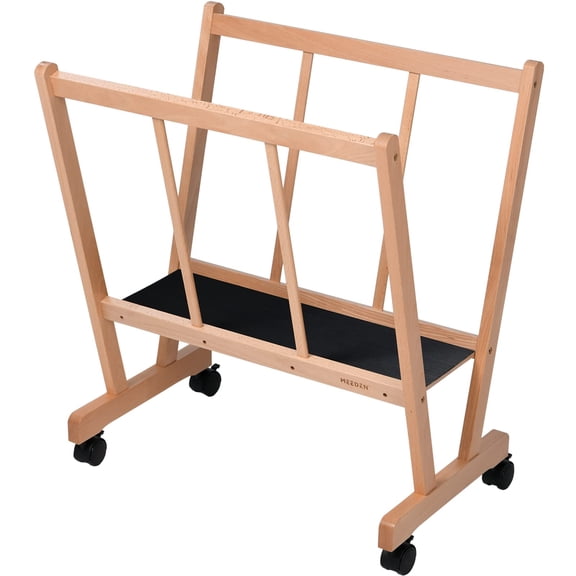 MEEDEN Wood Large Print Rack, Artist Storage Rack with Castors, Art Print Rack for Canvas, Posters, Prints, Panels, Holds Artworks Up to 47", Natural
