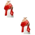 thumbnail image 2 of Qarigey Ceremonia de boda Mujeres Satén Chal Niñas Fiesta de noche Banquete Elegante Bufanda larga decorativa Decoración de color sólido Rojo 2piezas, 2 of 6