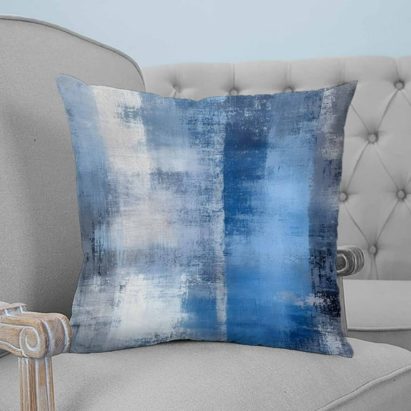 Blue Grey Ombre Decorative Pillowcase 26''x26'', Abstract Art Oil Painting Modern Throw Pillow Covers Soft Cushion Case for Couch Sofa Bedroom Living Room, Pillowcase Boho Decor