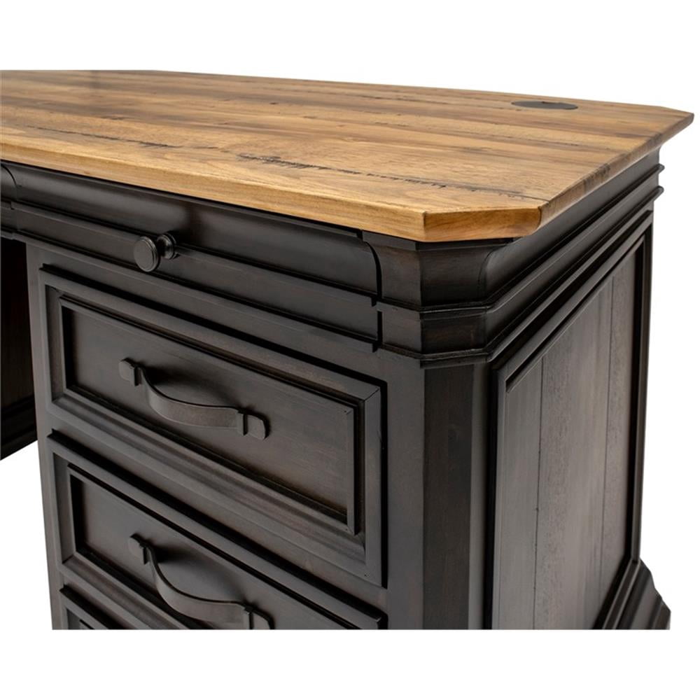 Pemberley Row Solid Wood Brown Executive Desk Rectangular Fully Assembled 60" x 30" x 28"