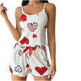 thumbnail image 2 of Juslio Ladies Pajamas Print Homewear Heart Print Halter Tops and Shorts Fashion 2 Piece Matching Pajamas Sets L, 2 of 3