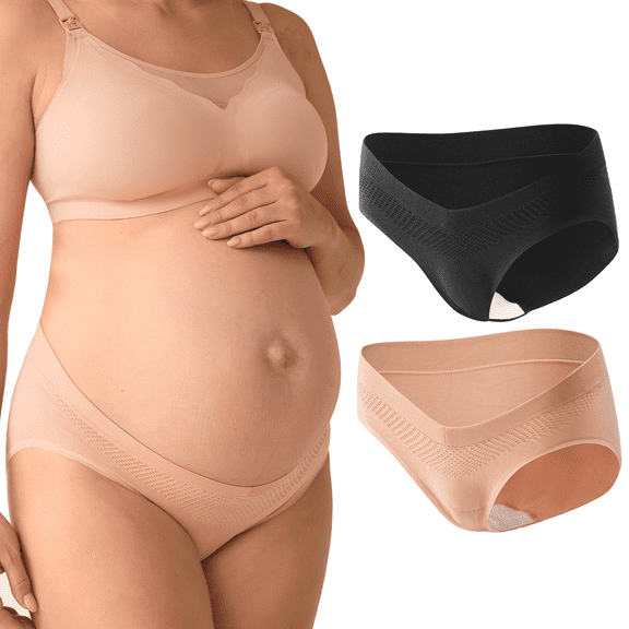 Momcozy Maternity Underwear Seamless, Pregnancy Postpartum Panties Under Bump Maternity Underwear Cotton