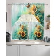 thumbnail image 2 of Yellow Sunflower Butterfly Kitchen Curtains Sets 24 Inch Length with Valance, Teal Ocean Vintage Abstract Swag Valances and Tiers Curtain Set Drapes Swag Curtains for Living Room, Bathroom, Bedroom, 2 of 6