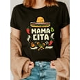 thumbnail image 1 of Mamacita Print Crew Neck T-shirt, Short Sleeve Casual Top For Summer & Spring, Women's Clothing, 1 of 6