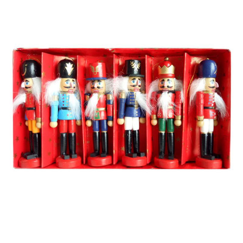 Xinhuaya Puppets Doll Toy Christmas Pendant Multi-color Costume Wooden Decorative Nutcrackers, 6 Count