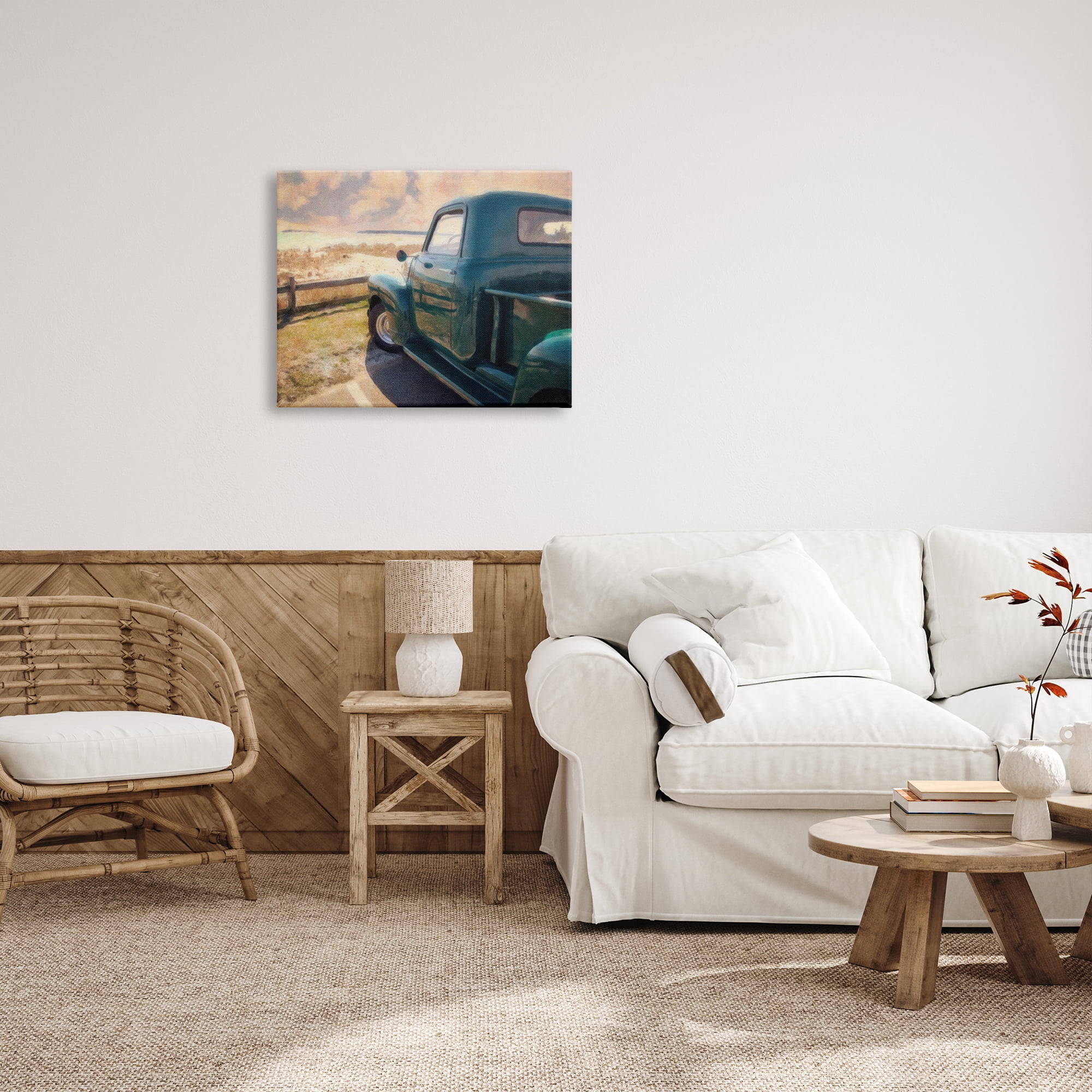 Stupell Industries Country Pickup Landscape Transportation Painting Gallery Wrapped Canvas Art Print Wall Art, 30 x 24