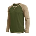 thumbnail image 4 of Daiosportswear Color Block Tops for Men Casual Stylish Crewneck Raglan Long Sleeve Baseball Tee Shirts Fall Pullover Army Green L, 4 of 7