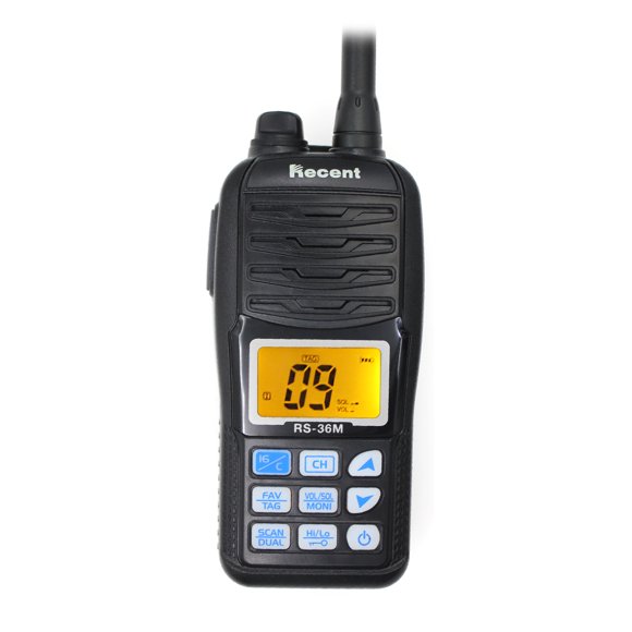 Radio Marino Portátil VHF RS-36M Novedad, Radio Bidireccional Marítimo con Batería de Iones de Litio de 1500 mAh, 156.000-161.450 MHz