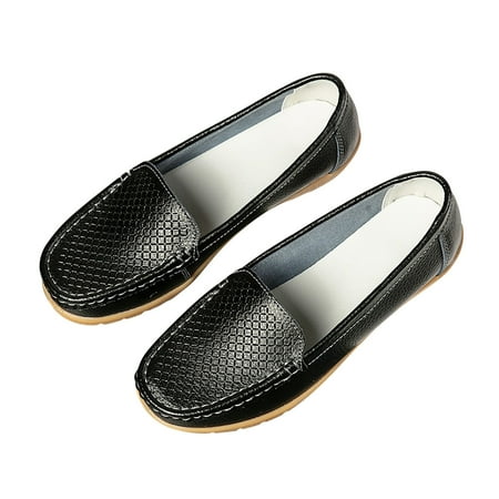 Omagie Loafers Women Shoes Clearance Fall Womens Shoes Women s Casual Single Shoe Cowhide Peas Mom Shoes Cowhide Soled Slipsole Shoes