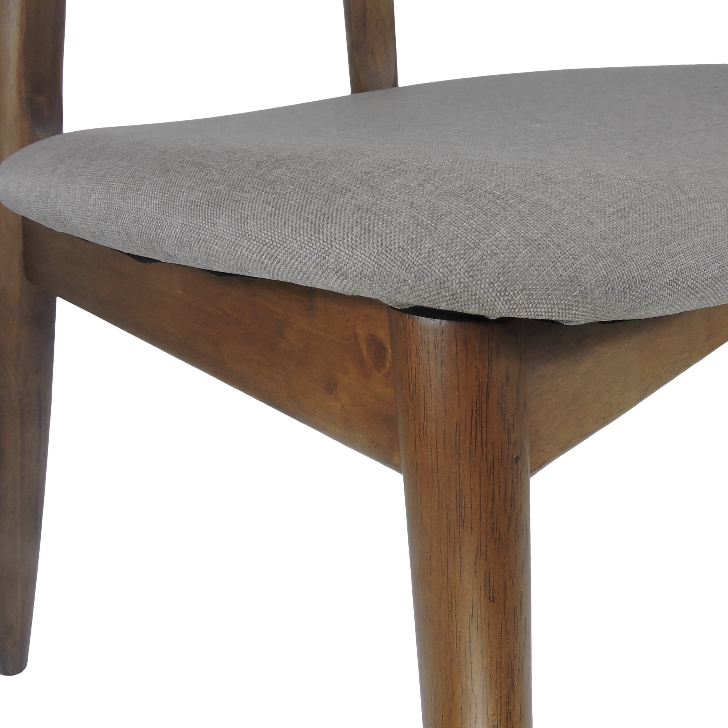 Noble House Currant Fabric Upholstered Dining Chairs, Set of 4, Walnut and Light Gray