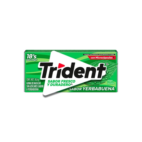 Goma de mascar Trident sin azúcar sabor a yerbabuena 18 pzas