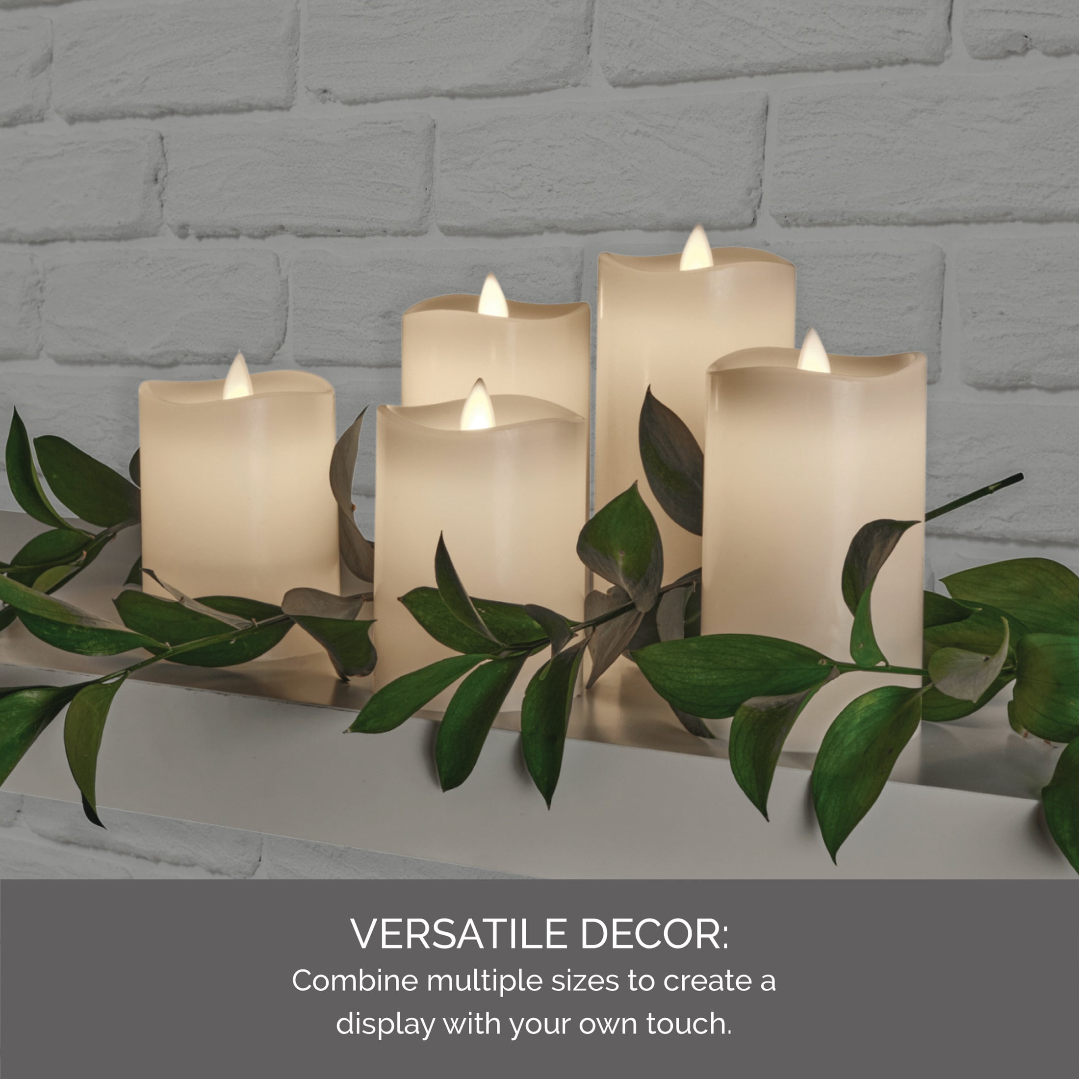 Home Accents 4X6 inch Real Wax Wavy Top Dancing Flameless Candles, Exquisite White Battery Candles 4X6