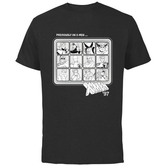 Marvel Studios X-Men ’97 Team Previously on X-Men Monochrome - Short Sleeve Cotton T-Shirt for Adults - Customized-Black