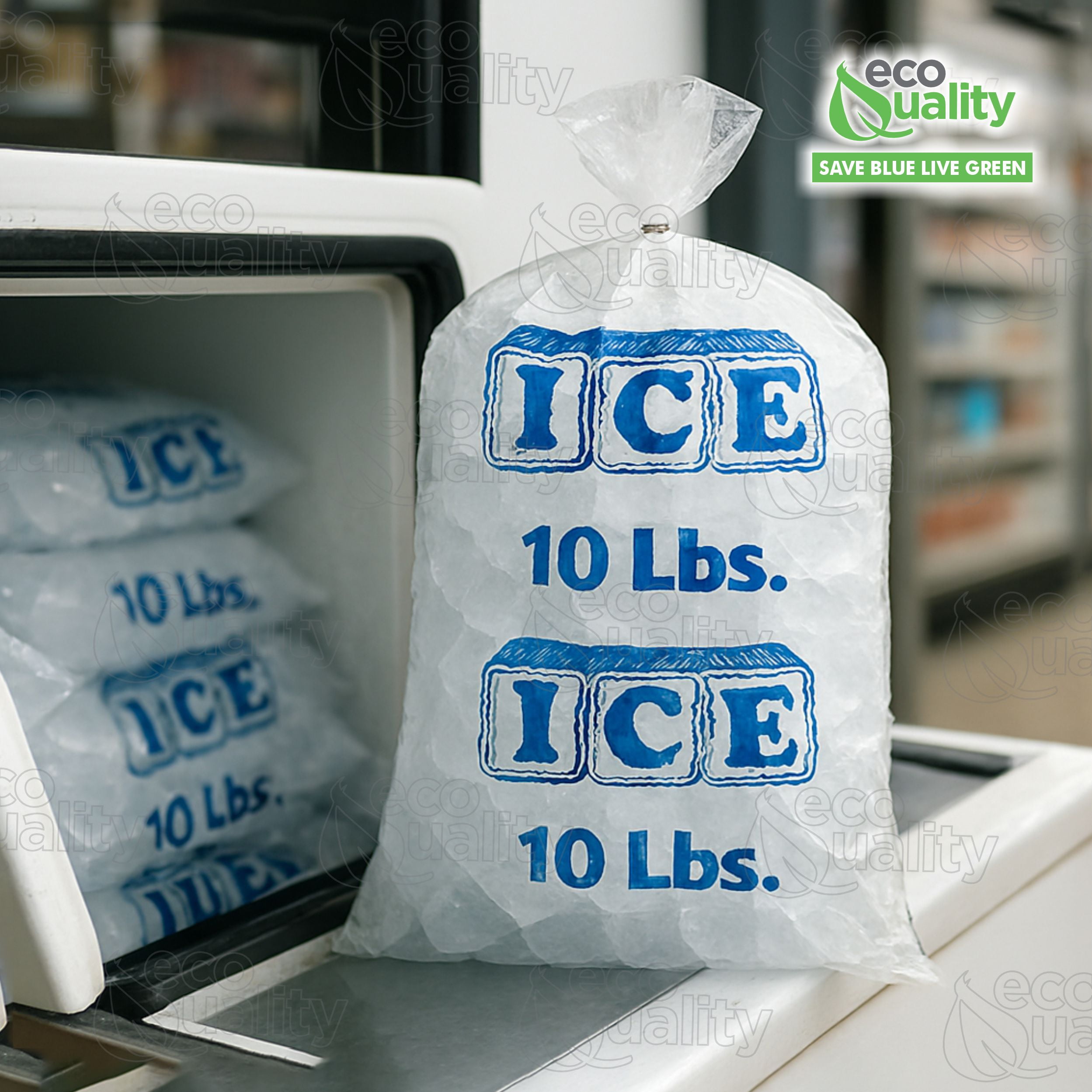 [150 Pack] 10 LB Clear Poly Ice Bags 11 in x 19 in x 1.5 mil - Durable and Heavy Duty Ice Bags Commercial Grade by EcoQuality