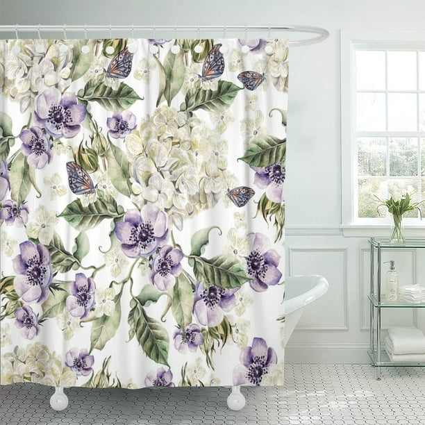 PKNMT Colorful Pattern Bright Watercolor Flowers Anemones and Hydrangea