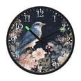 thumbnail image 2 of Voice Activated Clock with Glow Light 12 Inch Large Silent Wall Clock Battery Operated for Home Decor Watercolor Vintage Blue Bird, 2 of 8