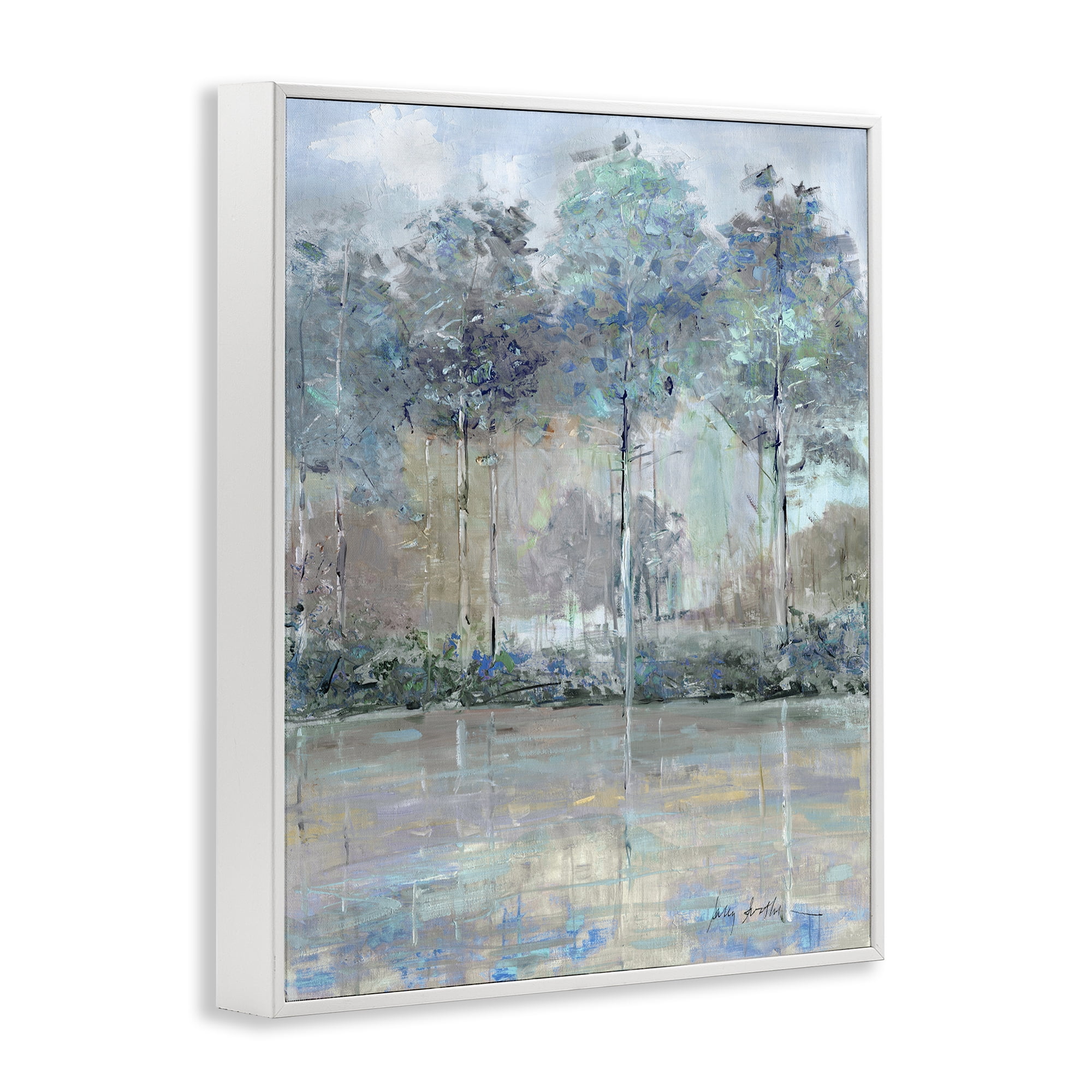 Stupell Industries Subdued Expression of Trees White Framed Giclee Art, design by Sally Swatland