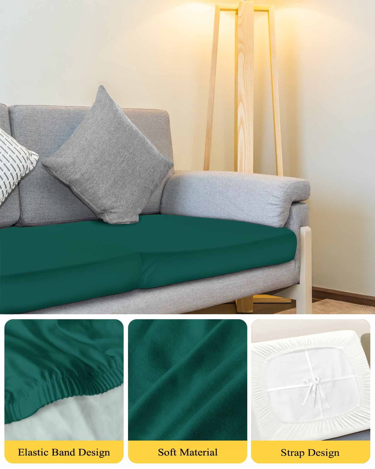Dark Green Couch Cushion Covers Stretch, Washable Sofa Seat Covers Individual Seat Cushion Sofa Slipcovers Modern Pure Dark Green Couch Cover Furniture Protector S-1PCS