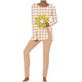 thumbnail image 2 of Puntoco Conjunto De Camiseta Y Pantalones Largos Con Cuello Redondo Y Manga Larga Con Estampado Informal Para Mujer Caqui Xxxl, 2 of 5