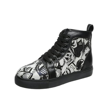 

UKAP Ladies Running Casual Lace Up Skate Shoe Womens Work Graffiti Sneaker Comfort Round Toe Fashion Sneakers