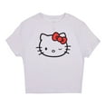 thumbnail image 2 of Hello Kitty Face Outline Crew Neck Short Sleeve Women's White Super Crop Baby Tee-XS, 2 of 4