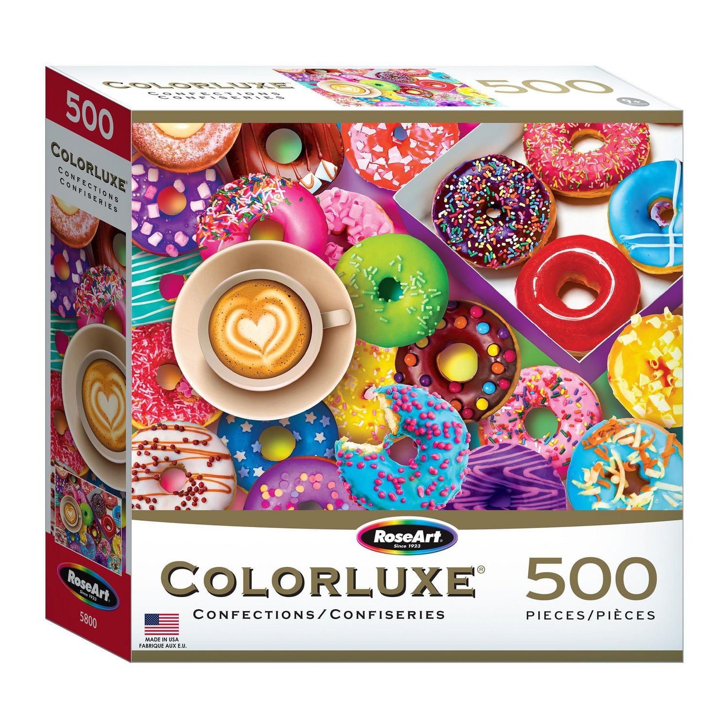 RoseArt - Colorluxe 500-Piece - Coffee and Donuts - Adult Interlocking Puzzle
