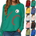 thumbnail image 2 of felwors Baseball Mom Sweatshirt for Women Heart Printed Crewneck Long Sleeve 2025 Pullover Tops Light Green, L, 2 of 7