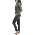 thumbnail image 3 of ToBeInStyle Women's Velour Tracksuit Zip-Up Hooded Jacket and Matching Pants, 3 of 7