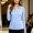 *Blue, variant on ClodeEU Women's Lapel V Neck Long Sleeve Top,Solid Color Casual Slim Fit Pullover Shirt Black,Women's Plus L
