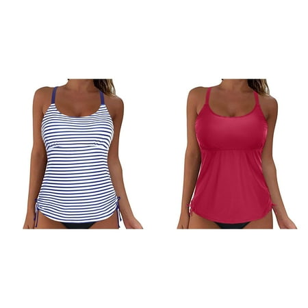 (2-Pack) Rinsvye Women Lace Up Swimwear Sunflower Bikini Top Sleeves Tops Underwire Full Coverage Swim Bra Tops for Women Bikini Top Push Up Swim Crop Top Tie Back Bathing Suit Tops