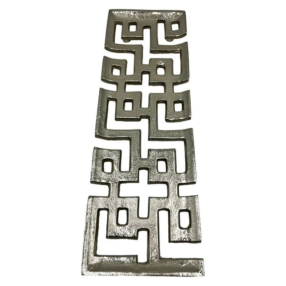 Bergamo Art 16 inch Long Decorative Handmade Aluminum Modern Tray in Nickel