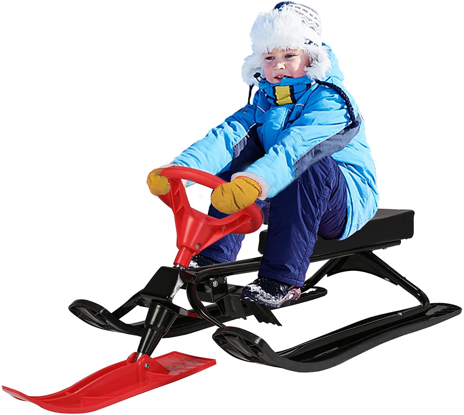 Lightweight Winter Downhill Snow Foam Sled Two Person Handles Slick Bottom Kids 