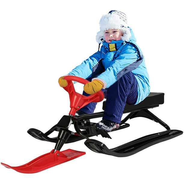 Karmas Product Snow Racer Sled With Steering Wheel Bicycle Handle And Twin Brakes Kids Teens Winter Sport Ski Sled Slider Board For Downhill And Uphill Walmart Com Walmart Com
